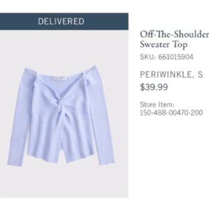 Abercrombie & Fitch Periwinkle Off-Shoulder Twist Front Sweater (S)